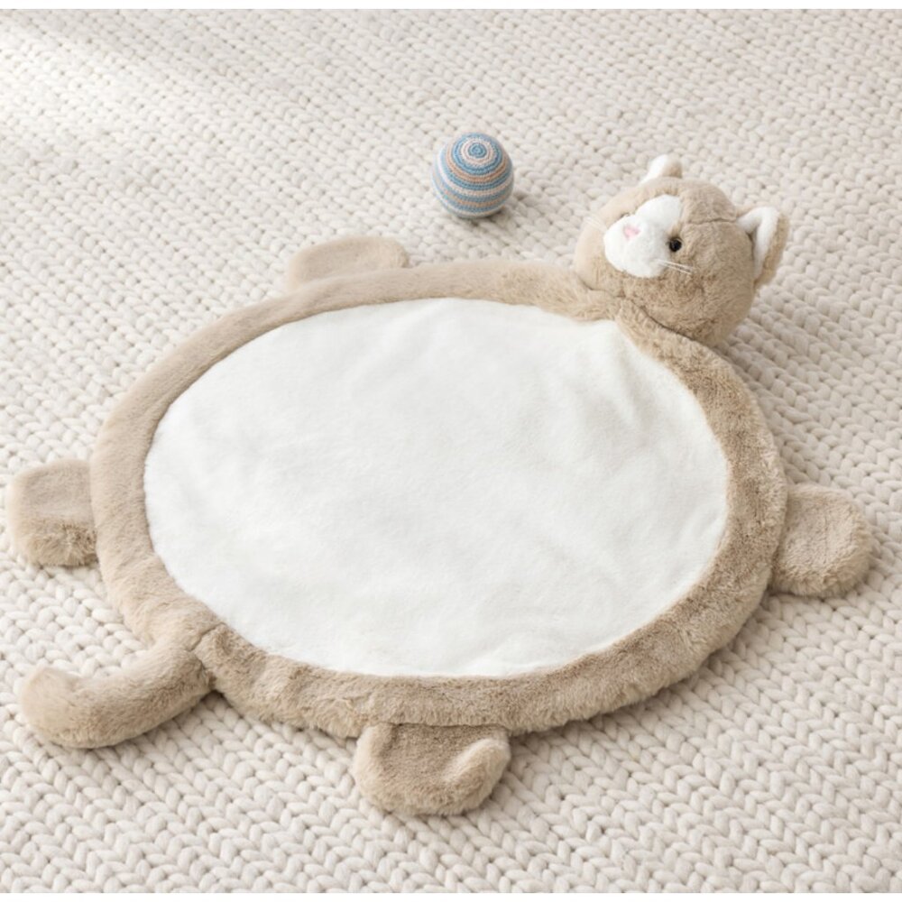 Pottery Barn Faux Fur Plush Play Mat Cat